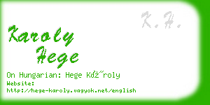 karoly hege business card